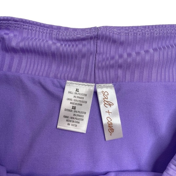 Salt + Cove Ribbed Square-Neck Bikini Top & V-Waist Bikini Bottoms Purple XL New - Picture 8 of 9